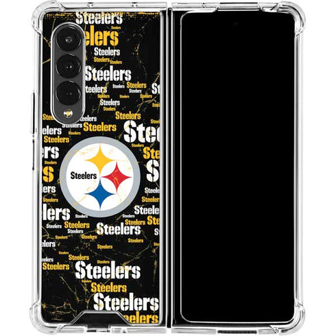 NFL Pittsburgh Steelers Black Blast Galaxy Z Fold4 5G Clear Case